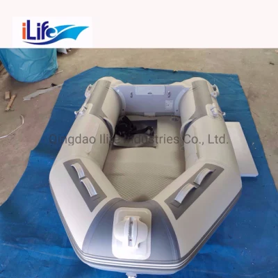 Ilife Il-L230 PVC/Hypalon barco de borracha inflável para pesca de resgate com alumínio/ponto de gota ar/piso de madeira compensada com motor de popa