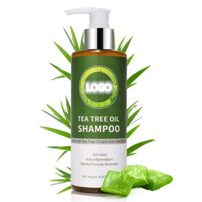 Shampoo de cabelo de óleo de árvore de chá orgânico natural anti-coceira personalizado anti-coceira personalizado